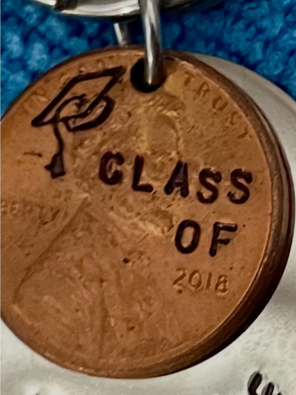 Personalized Class of 2018 Penny Keychain - Valerie - Silver & Copper